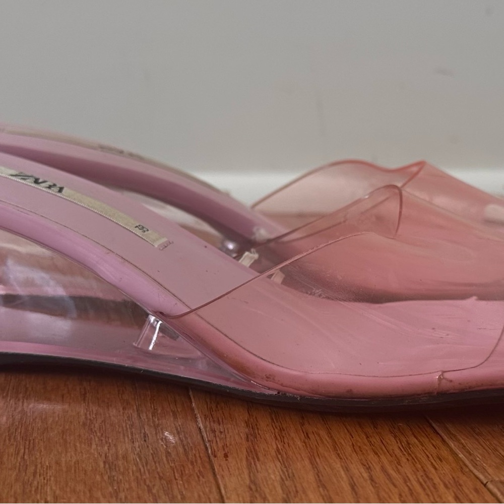Baby Pink clear see through wedges